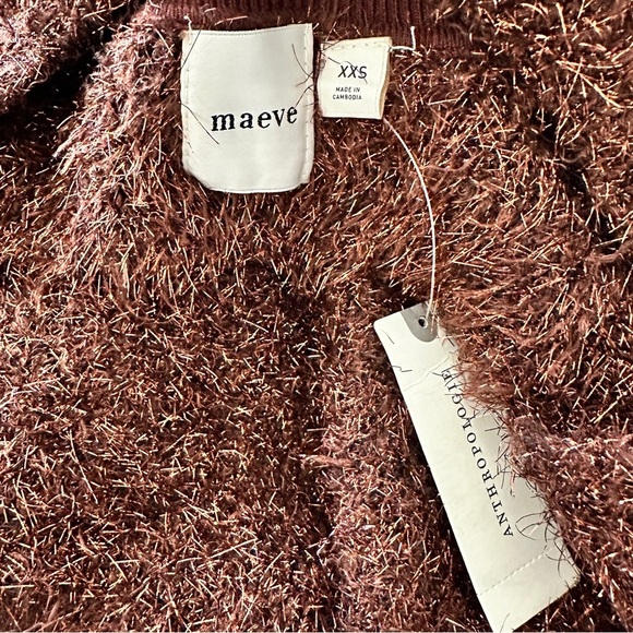 Anthropologie Maeve Brown Y2K Eyelash Knit Sweater, Size XXS - Picture 8 of 10